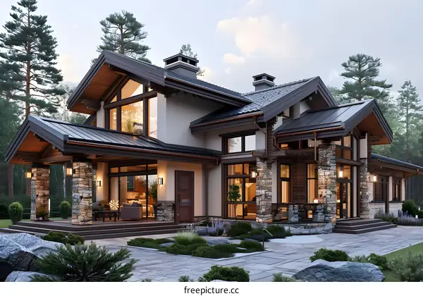 A modern house with a beautiful landscape