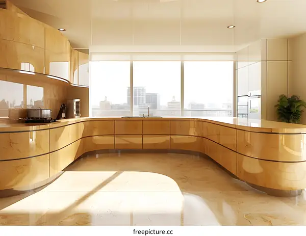 Modern Kitchen with City View