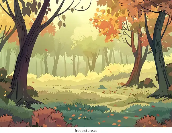Autumn Forest Landscape Illustration