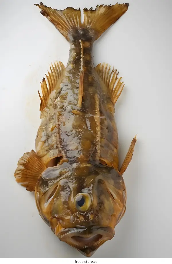Dried Fish Specimen on White Background