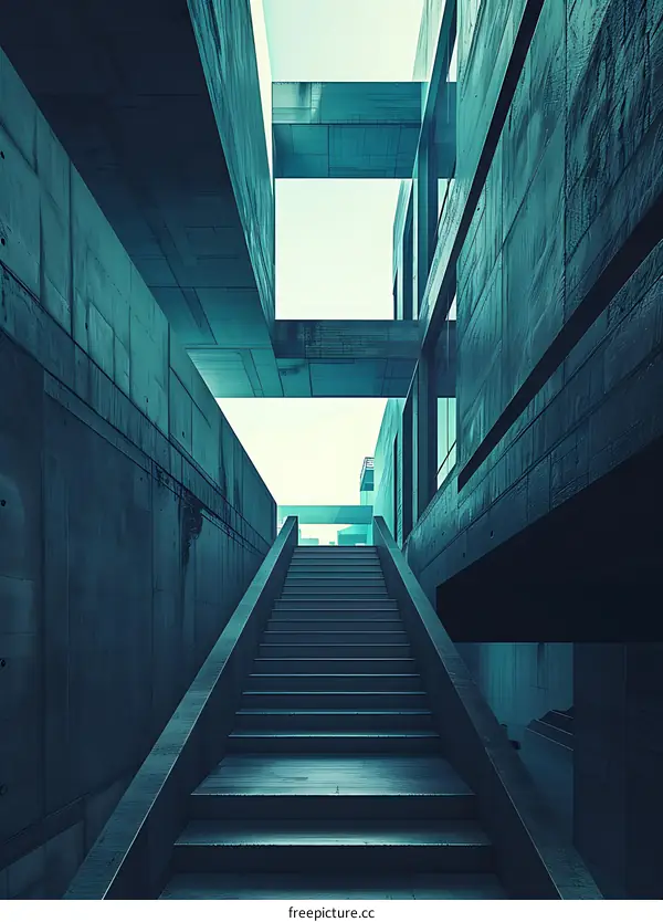 Concrete Staircase Leading Up To The Light