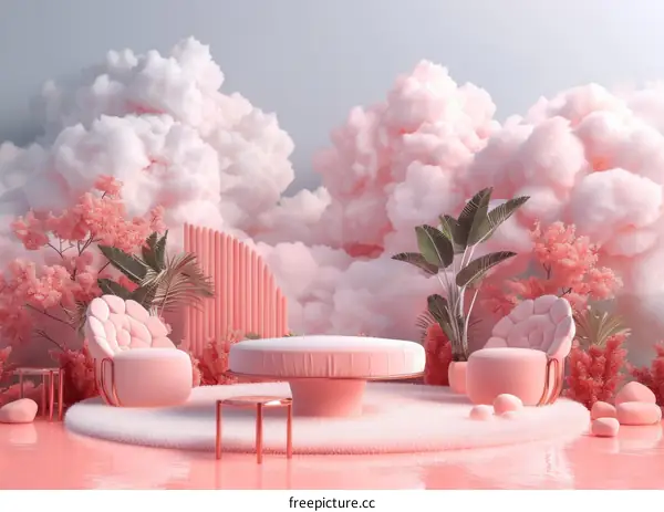 Pink Cloudland Interior Design Scene
