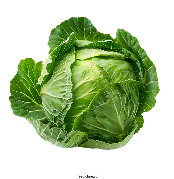 [Transparent Background PNG]Fresh green cabbage on white background