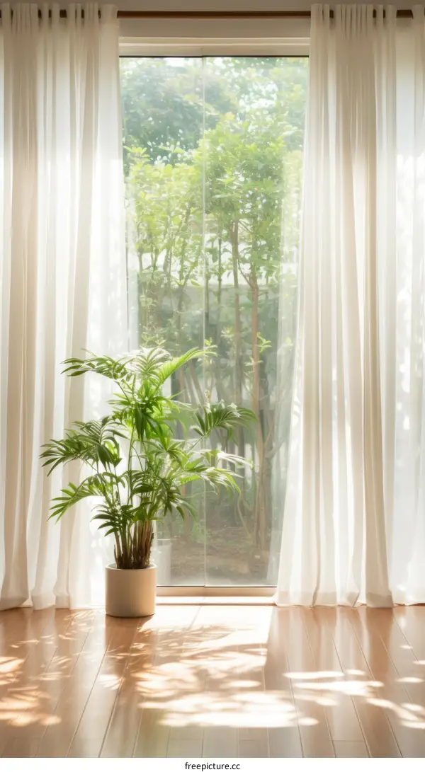 Green Plants by Floor-to-Ceiling Windows