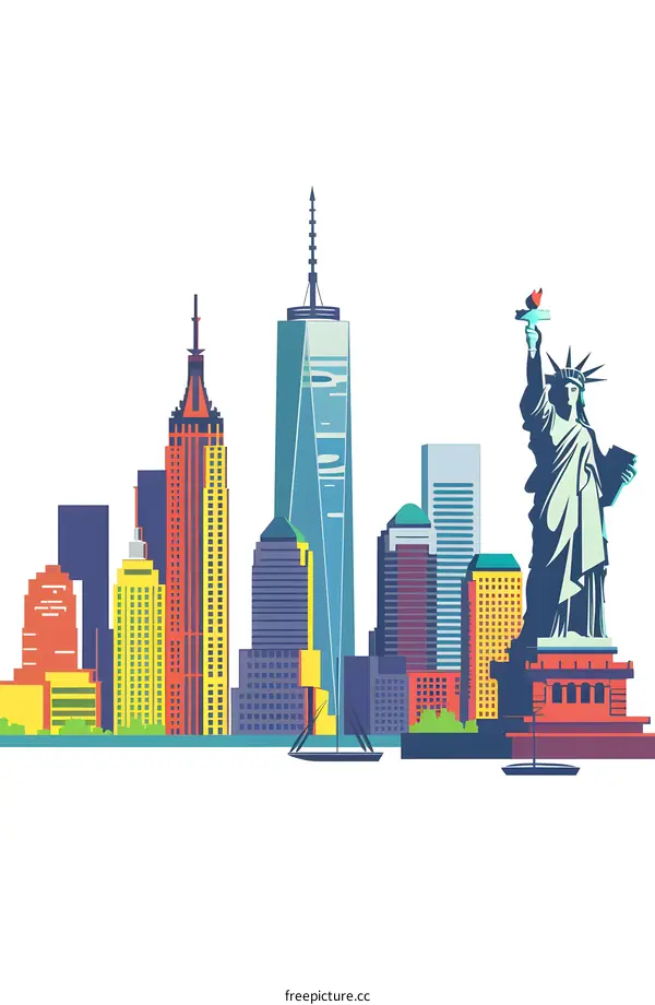 New York City Skyline with the Statue of Liberty