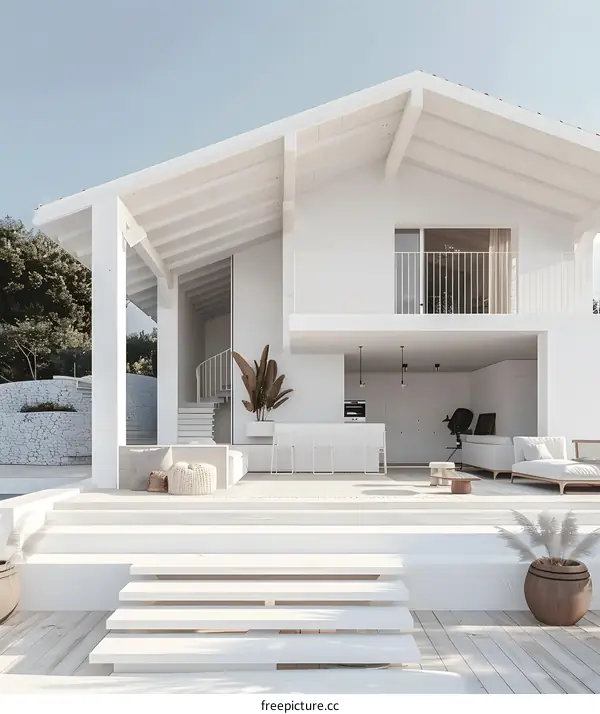 Modern Minimalist White House With Pool and Terrace