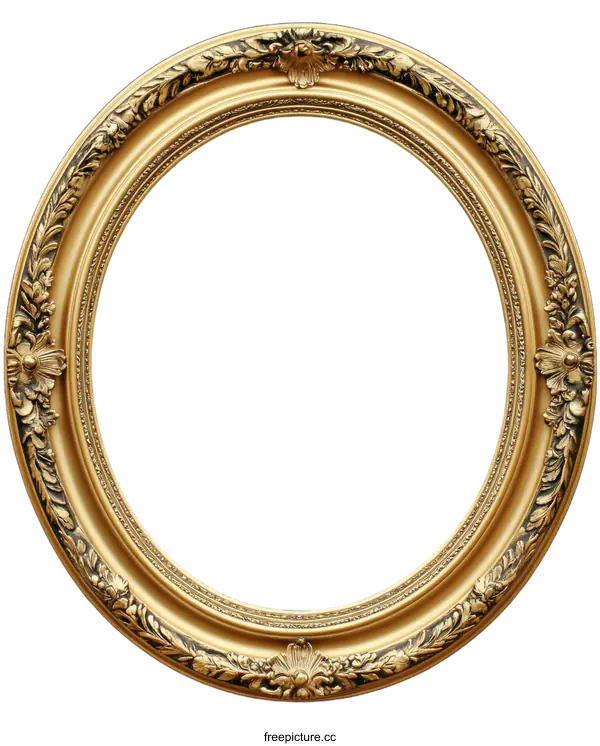[Transparent Background PNG]Ornate Gold Oval Picture Frame