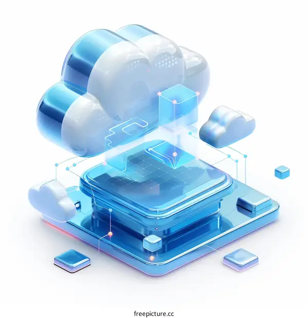 3D illustration of a cloud storage system