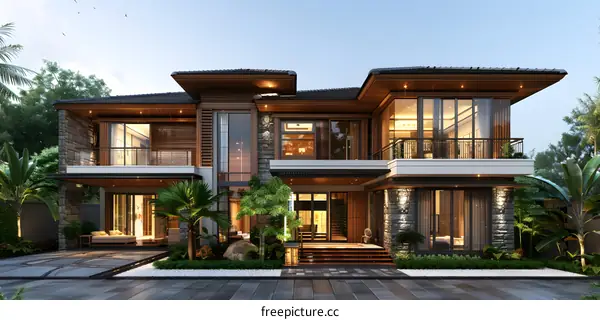 Palm Trees Near A Modern House