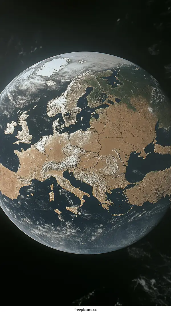Earth Map from Space Showing Europe