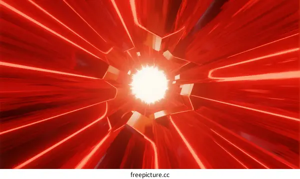 Radiant Red Light Bursting from Central Core with Dynamic Lines