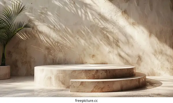 Round Stone Display Stand for Interior Decoration