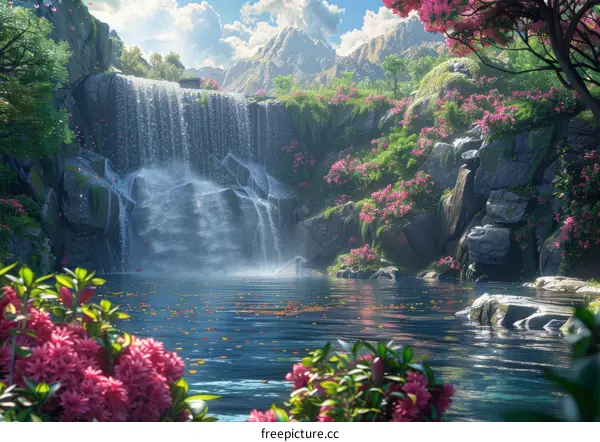 Mesmerizing Waterfall in a Lush Forest Landscape