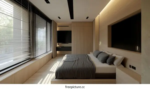 Modern Minimalist Wooden Bedroom Interior Design