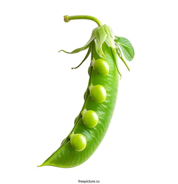 [Transparent Background PNG]Green Pea Pod With Five Peas On White Background