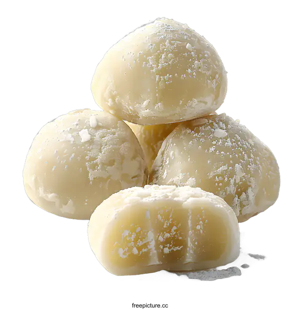 [Transparent Background PNG]White chocolate truffles dusted with powdered sugar