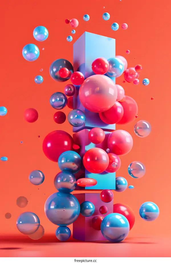 Abstract Colorful Sphere and Cube 3D Illustration