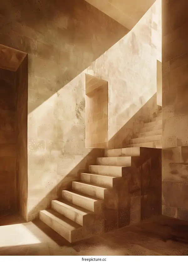 Stone Stairs in a Minimalist Modern Architecture Building