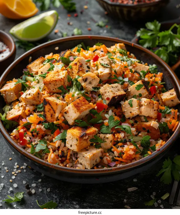 Vegan Tofu Salad with Roasted Vegetables and Quinoa