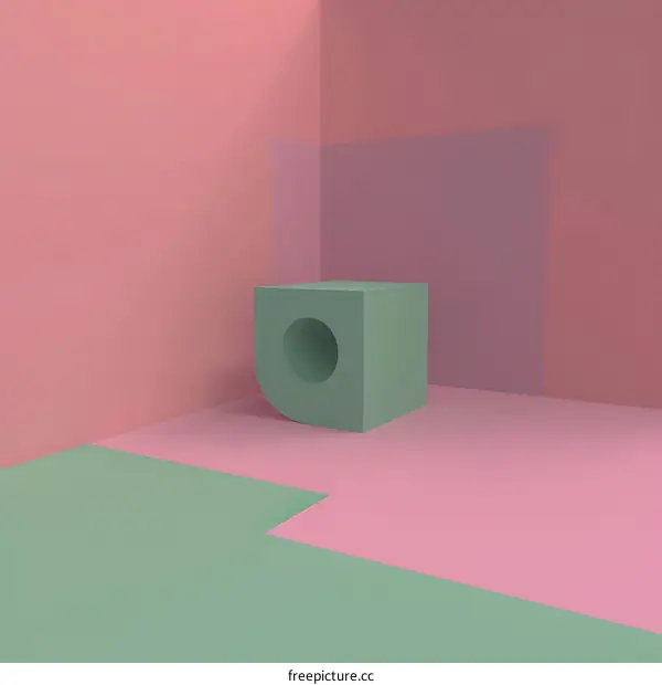 Abstract Green Block in Pastel Pink and Green Room