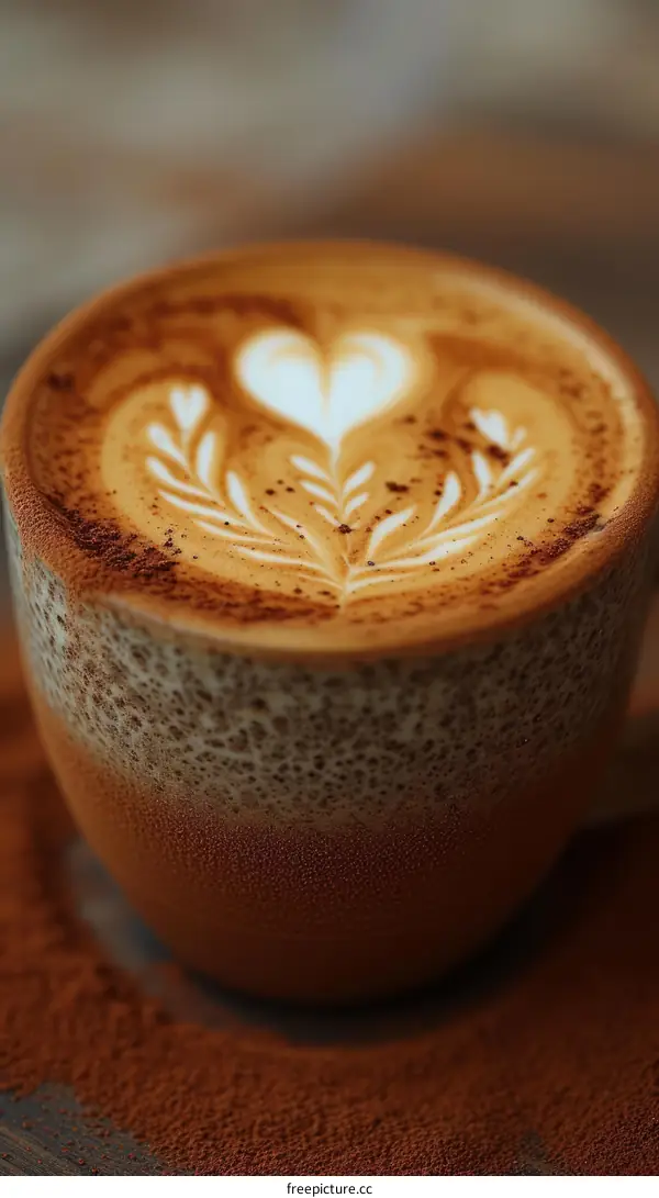 Cappuccino with heart-shaped foam art