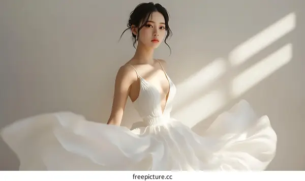 Elegant Woman in a White Dress