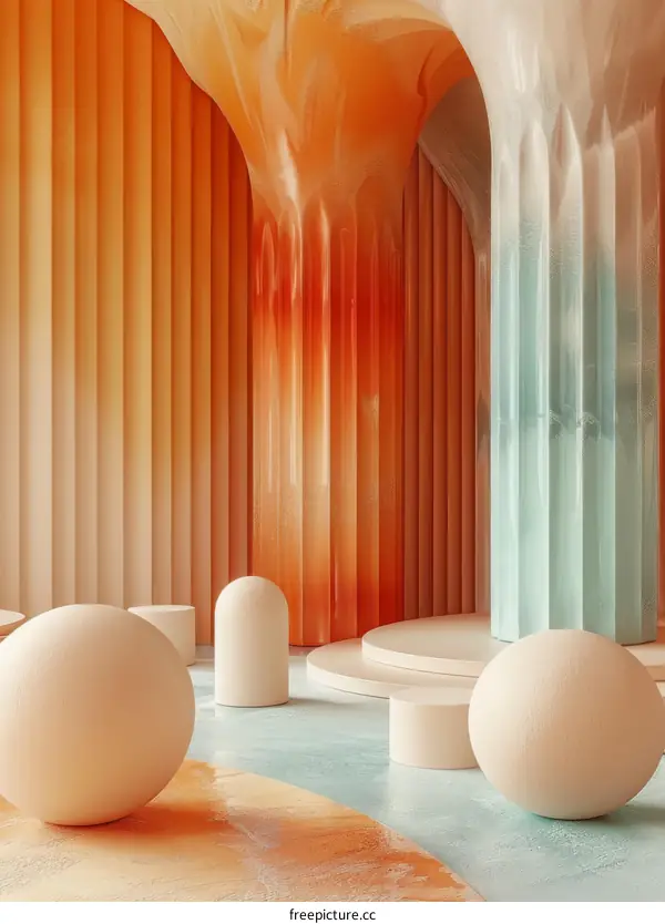 Abstract 3D Render: Soft Geometric Shapes