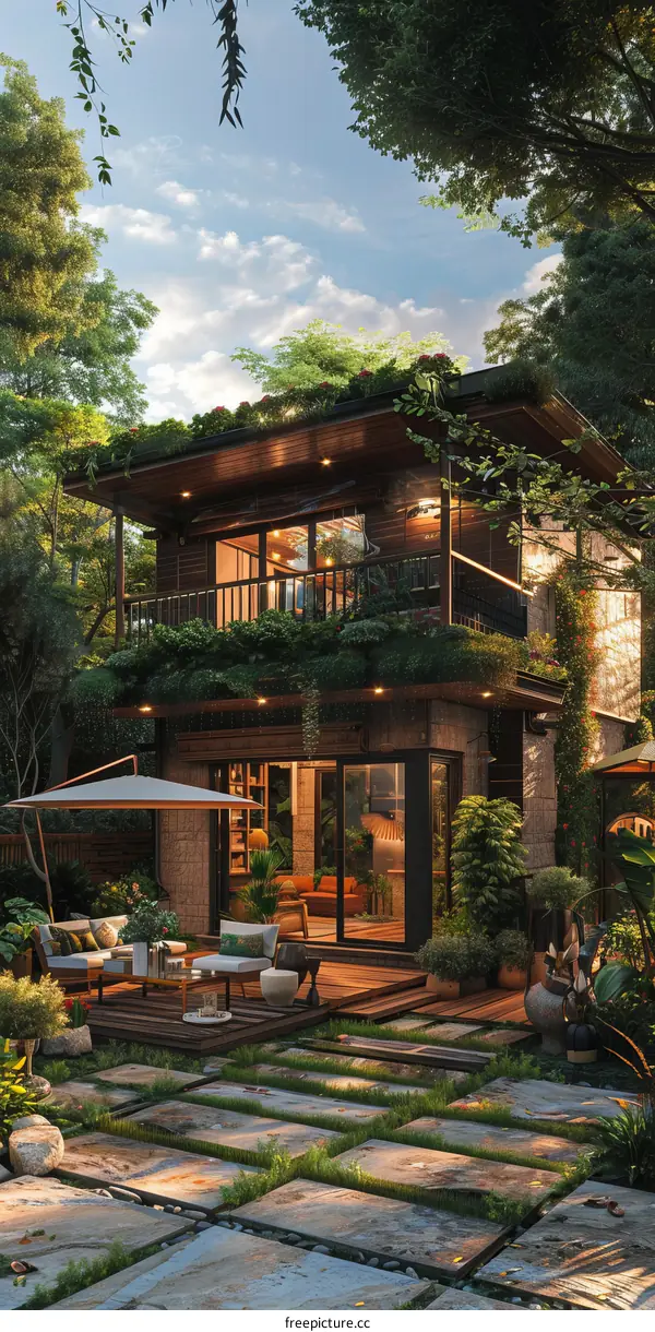 Modern and cozy house with natural elements