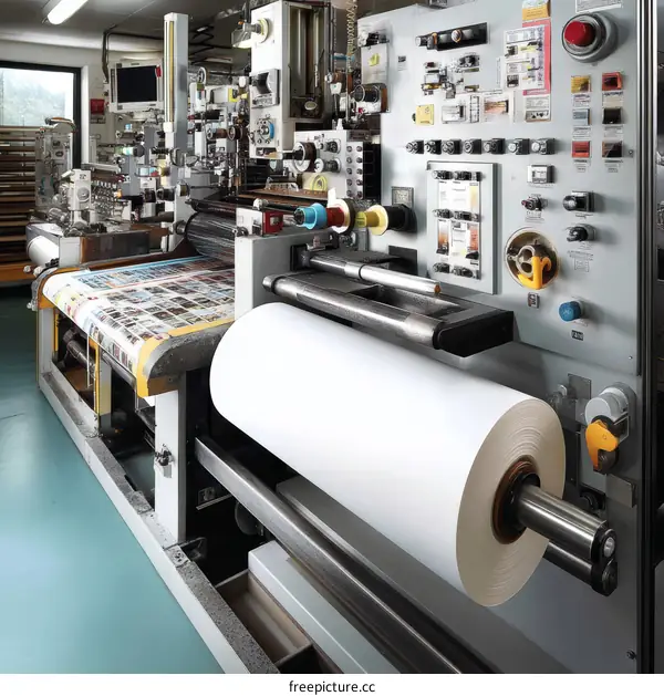 Large Printing Press Machine in Action