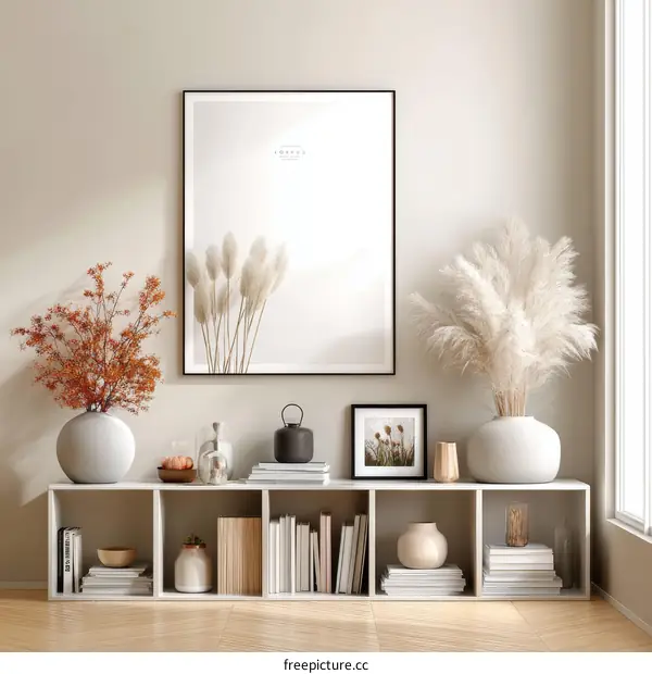 Modern Minimalist Home Decor Illustration with Dried Flowers