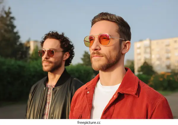 Two Men Wearing Sunglasses Outdoors