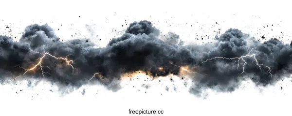 [Transparent Background PNG]Stormy Clouds with Lightning