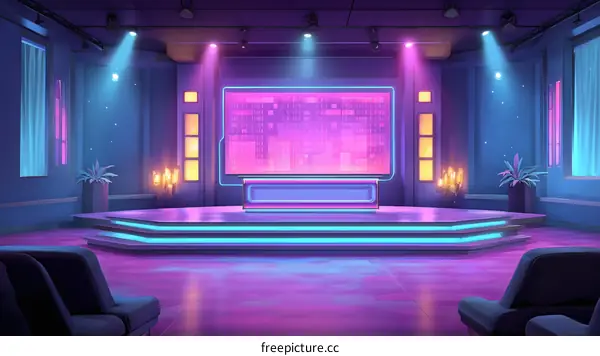 Futuristic Studio Set with Neon Lighting