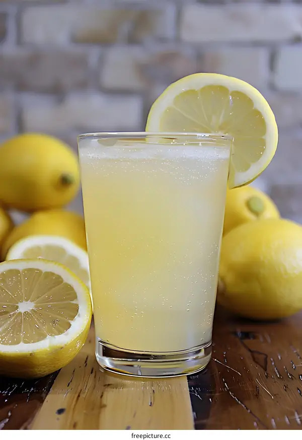 Refreshing Lemon Drink with Sliced Lemon