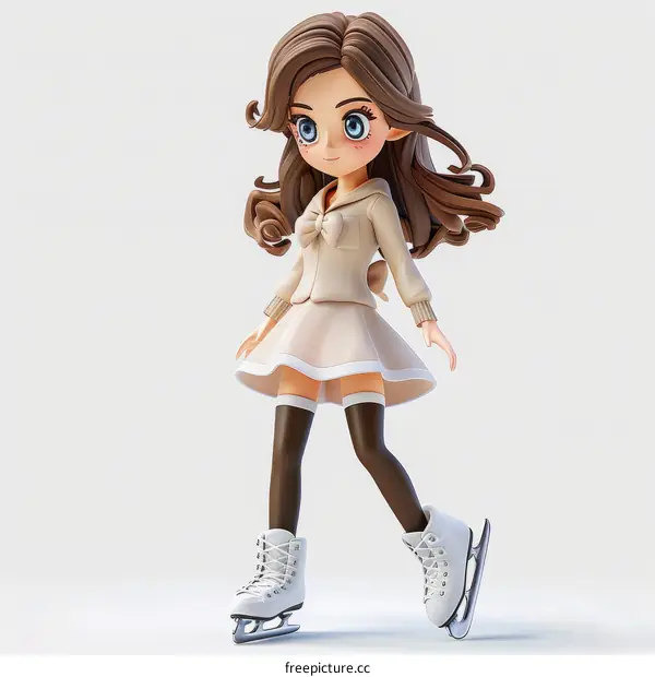 Cute anime girl ice skating