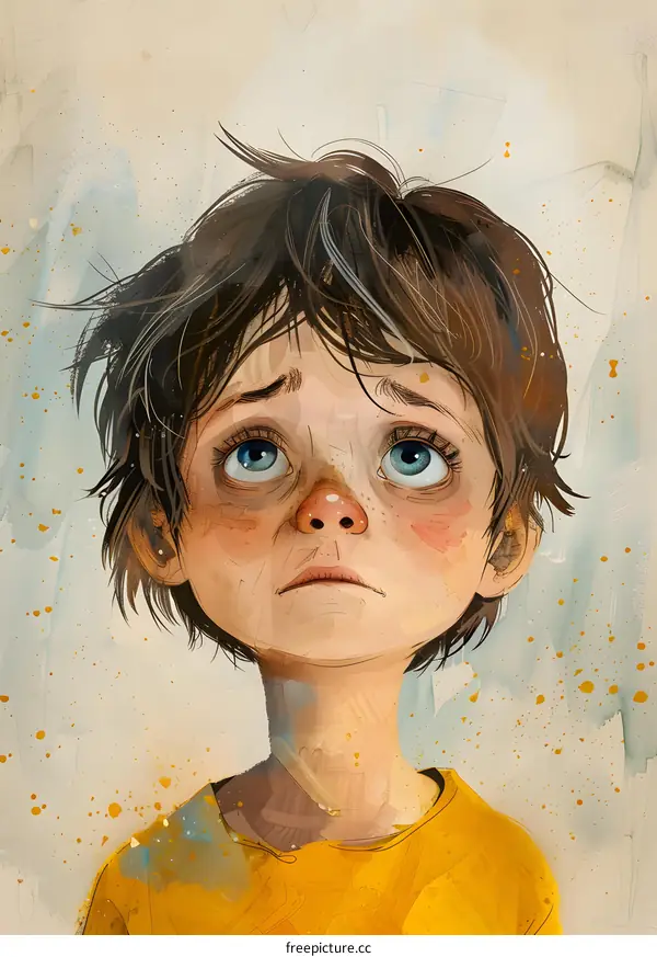 Portrait of a boy with brown hair and blue eyes