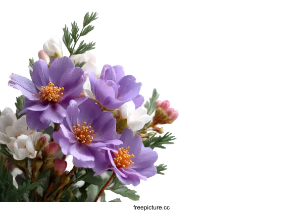[Transparent Background PNG]Beautiful Floral Arrangement of Purple and White Flowers