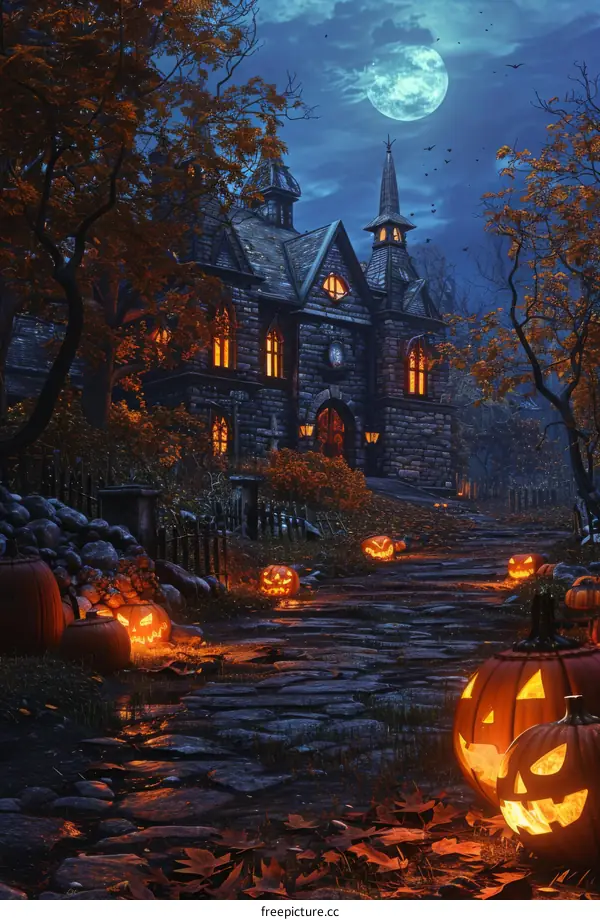 Pumpkin House on Halloween Night