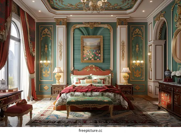 Luxurious neoclassical bedroom interior