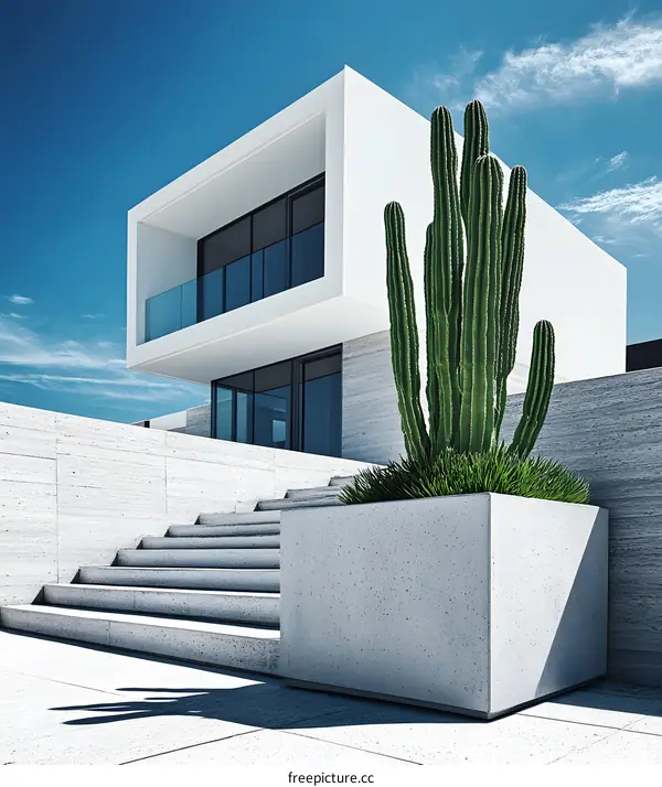 Modern Minimalist Home With Cactus Garden