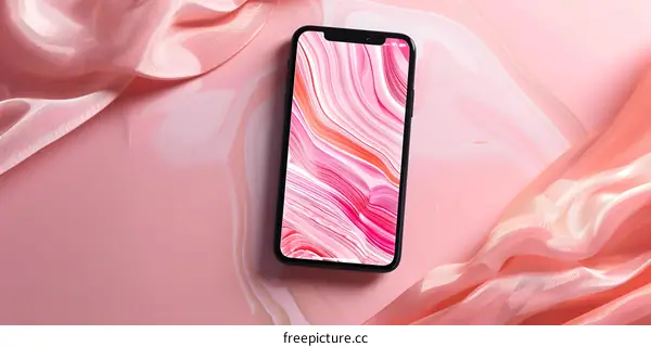 Pink Phone with Abstract Background