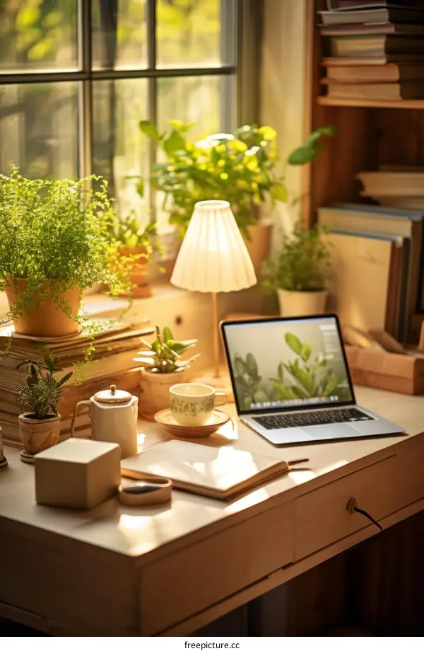 A Workspace for Inspired Minds: Books and Plants for Creativity