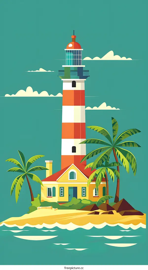 Lighthouse On A Tropical Island