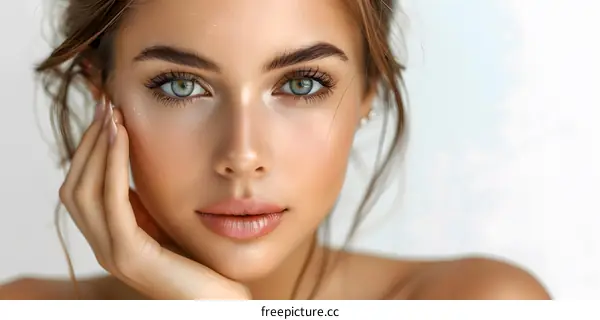 Beautiful Woman With Perfect Skin and Long Blonde Hair