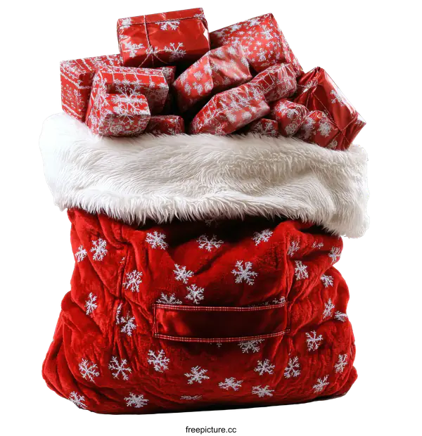 [Transparent Background PNG]Santa Claus Gift Bag Filled with Presents