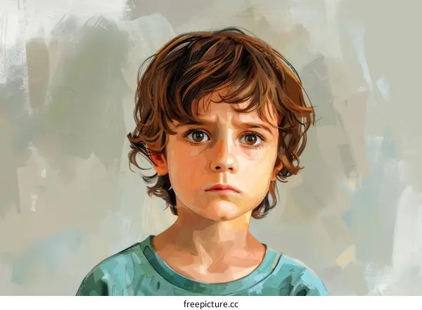 portrait of a young boy with brown hair and brown eyes