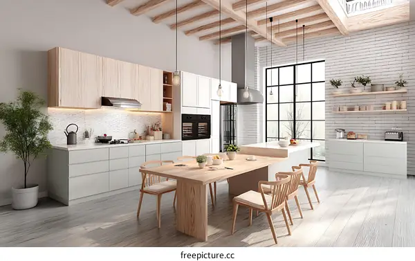 Modern Farmhouse Kitchen with Large Windows