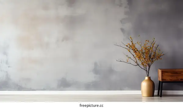 Minimalist Interior with Golden Vase