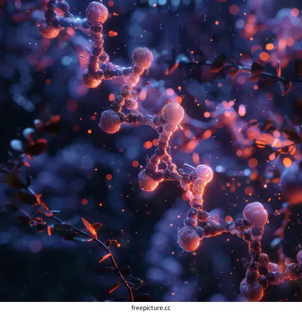 Artistic representation of atoms in a molecular structure