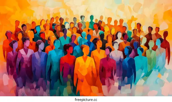 Diverse People Crowd Colorful Illustration